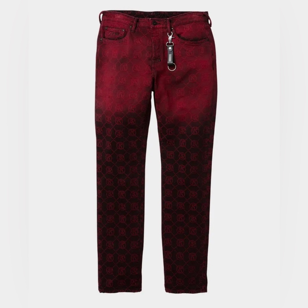 PRPS Demon Purgatory Slim Straight Fit Jeans Red Monogram Mens Size 42 New